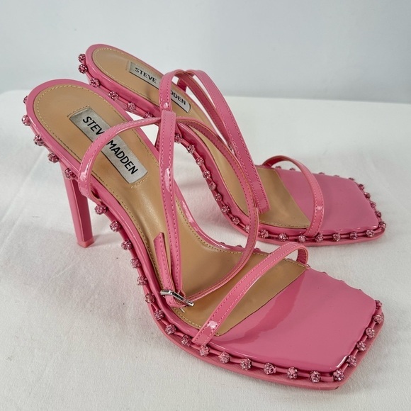 Steve Madden Zelle Square Toe Rhinestone Heels in Pink Size 9 - Picture 2 of 11